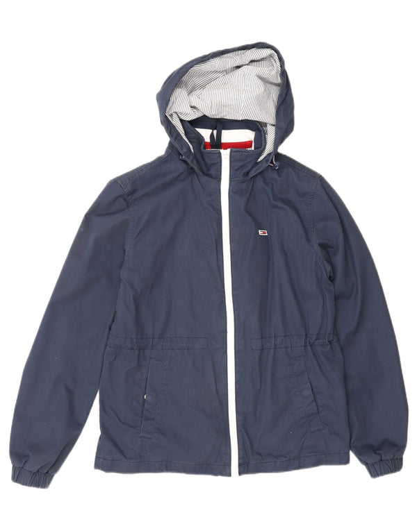 Tommy Hilfiger hættebombejakke til kvinder UK 34 XS marineblå bomuld