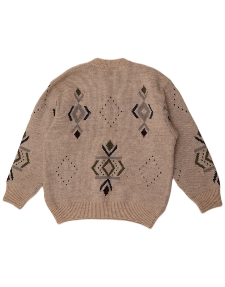 Malagrida Herre Crew Neck Jumper Sweater Medium Beige Geometrisk