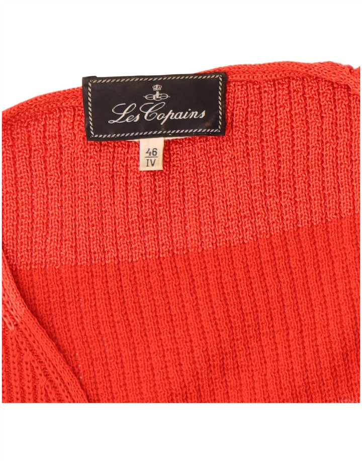 Les Copains Dame Longline Cardigan Sweater IT 46 Stor Rød Stribet