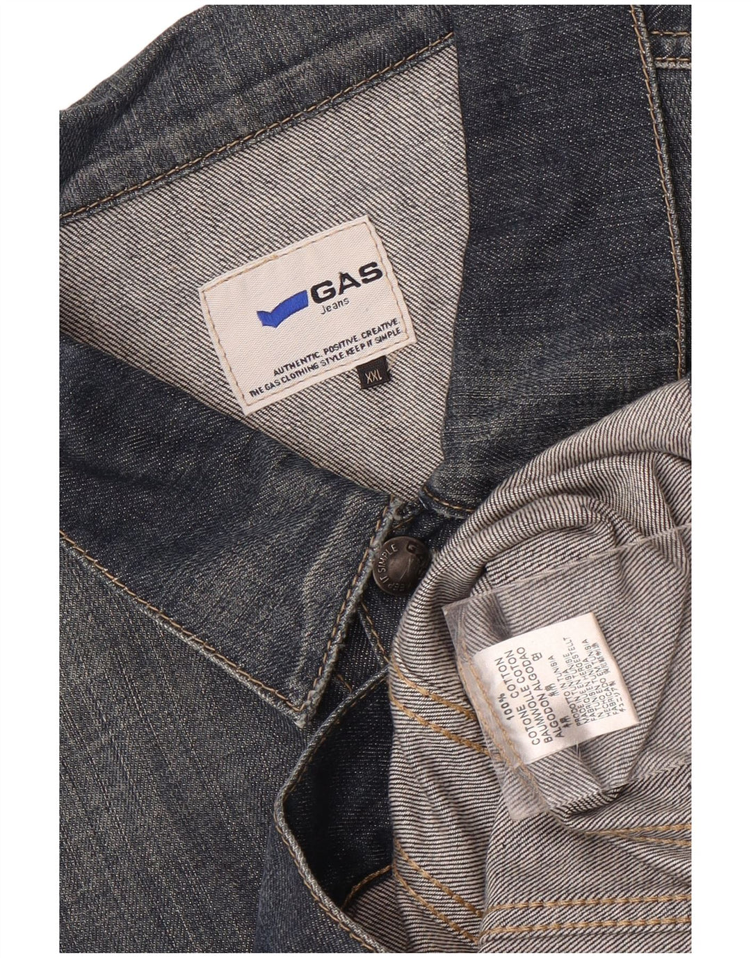Gas Herre Denim Jacket UK 44 2XL Navy Blue Cotton