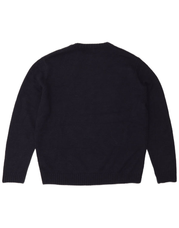 Zara herre rund hals sweater stor marineblå akryl