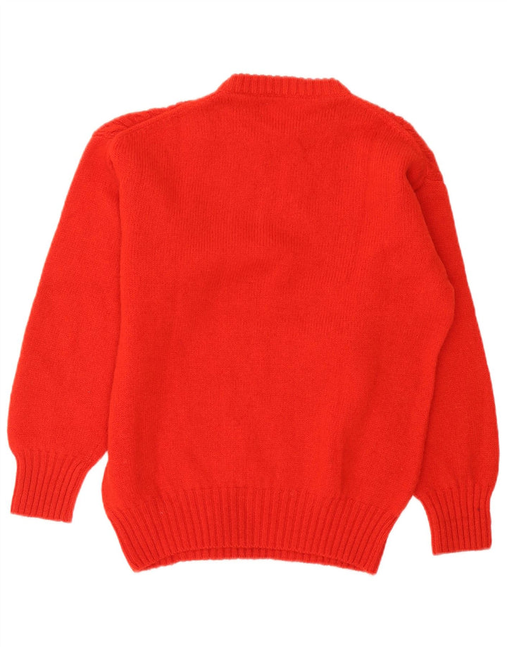 Vintage dame sweater med rund hals i overstørrelse UK 10 Lille rød uld