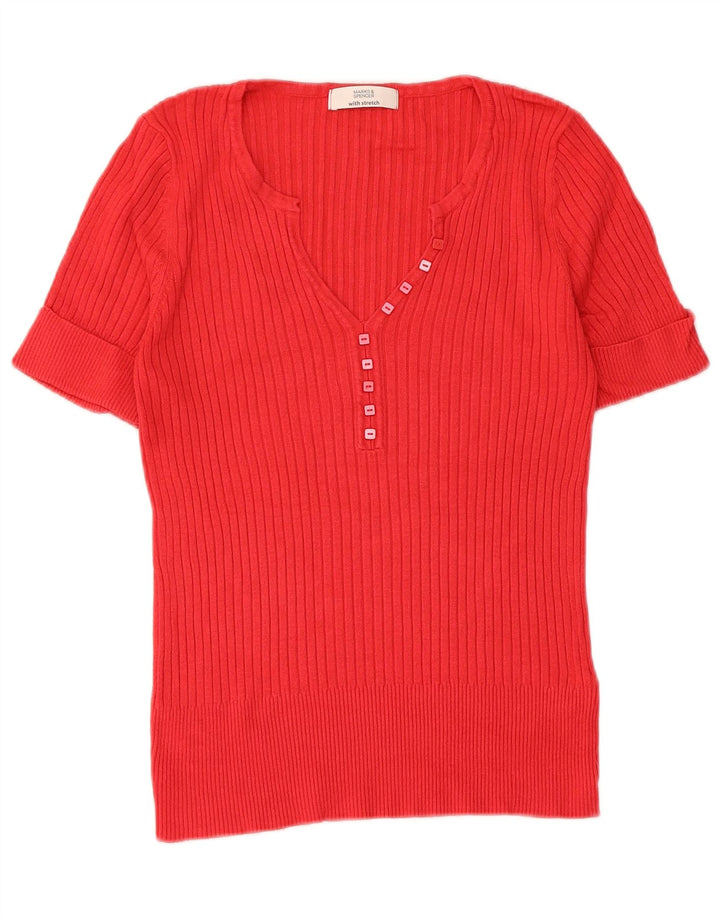 Marks & Spencer T-shirt top til kvinder UK 14 Medium rød viskose
