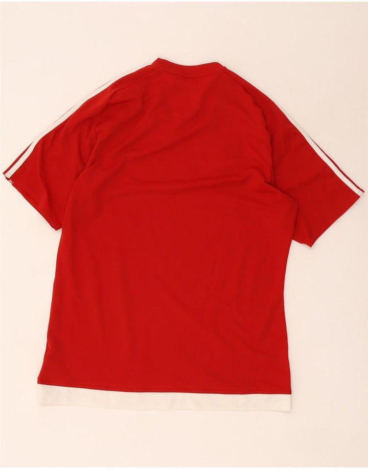Adidas Herre Climalite T-Shirt Top Medium Rød Colourblock Polyester