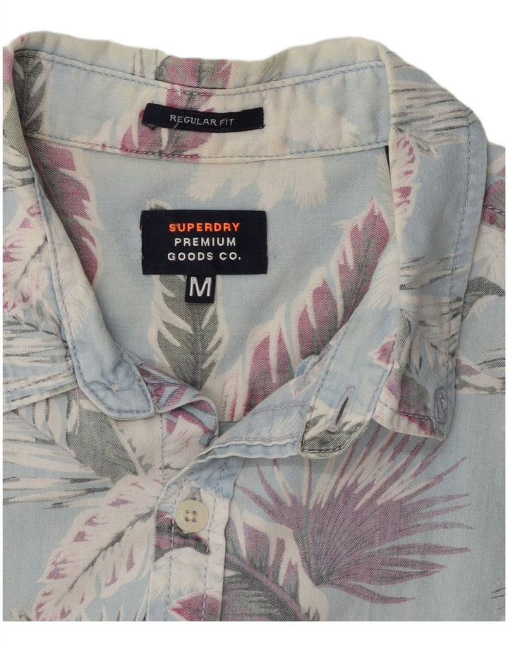 Superdry kortærmet herreskjorte med normal pasform Mediumblå blomsterbomuld