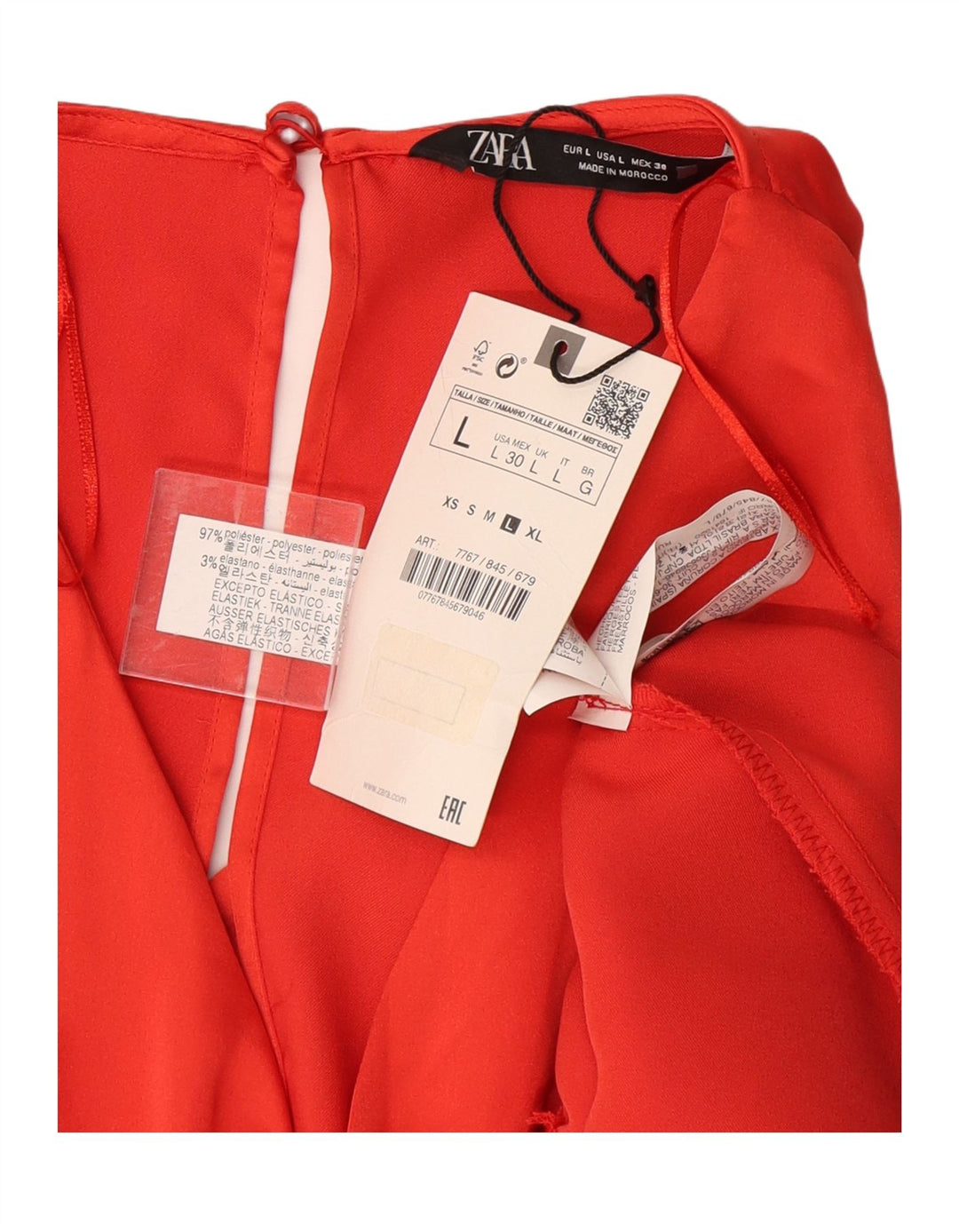 ZARA 3/4 ærmet maxikjole til kvinder UK 16 Stor orange polyester