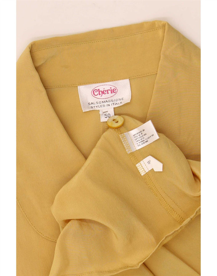 cherie Dame Oversized skjorte Bluse IT 50 XL Gul Silke
