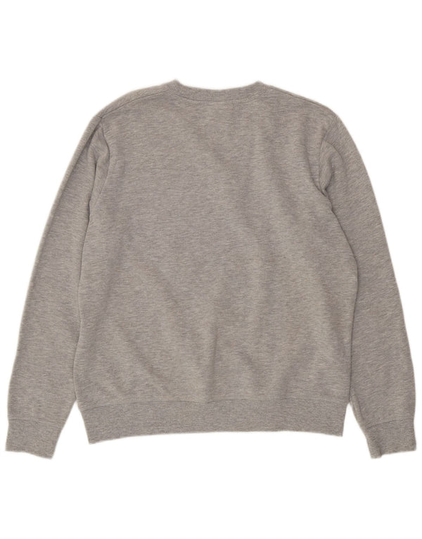 NEW BALANCE Dame Grafisk Sweatshirt Jumper UK 16 Stor Grå Bomuld