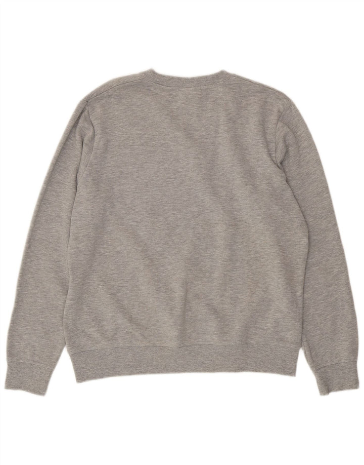NEW BALANCE Dame Grafisk Sweatshirt Jumper UK 16 Stor Grå Bomuld