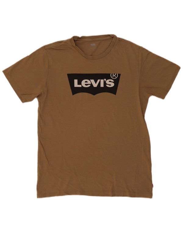 Levi's Herre grafisk T-shirt Top Medium Beige Bomuld