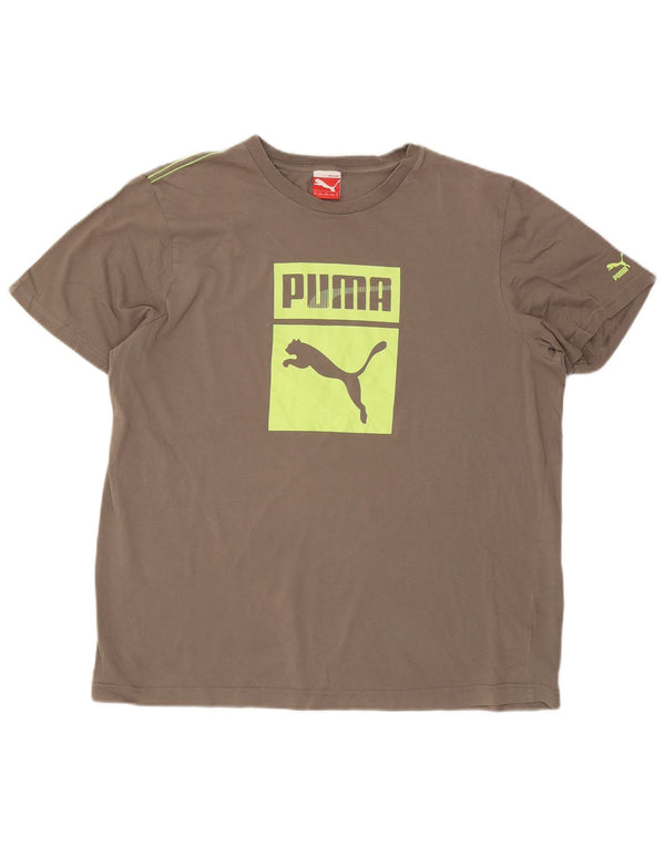 Puma Herre Grafisk T-Shirt Top XL Grå Bomuld