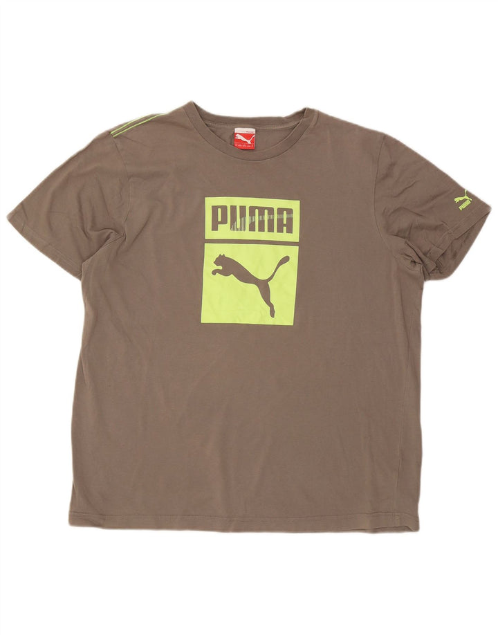 Puma Herre Grafisk T-Shirt Top XL Grå Bomuld