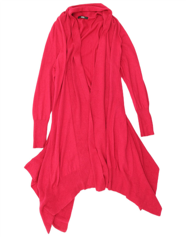 Marks & Spencer Dame Asymmetrisk Cardigan Sweater UK 12 Medium Pink