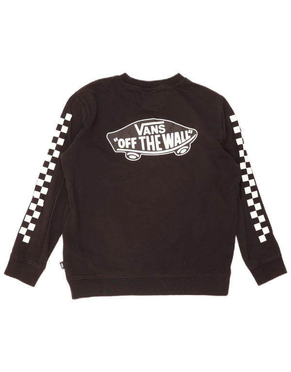 Vans Dame Grafisk Sweatshirt Jumper UK 16 Stor Sort Bomuld