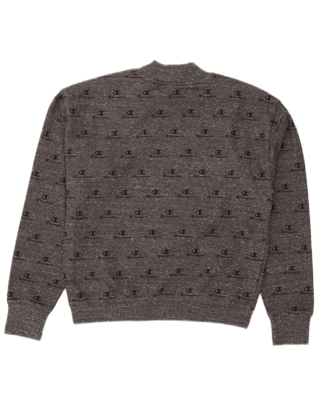 Champion Womens Graphic Crop Sweatshirt Jumper UK 10 Small Grey Flecked