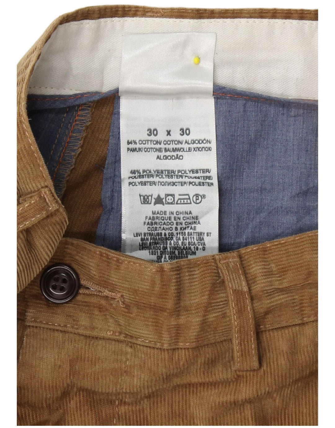 DOCKERS Lige fløjlsbukser til mænd W30 L30 Beige bomuld