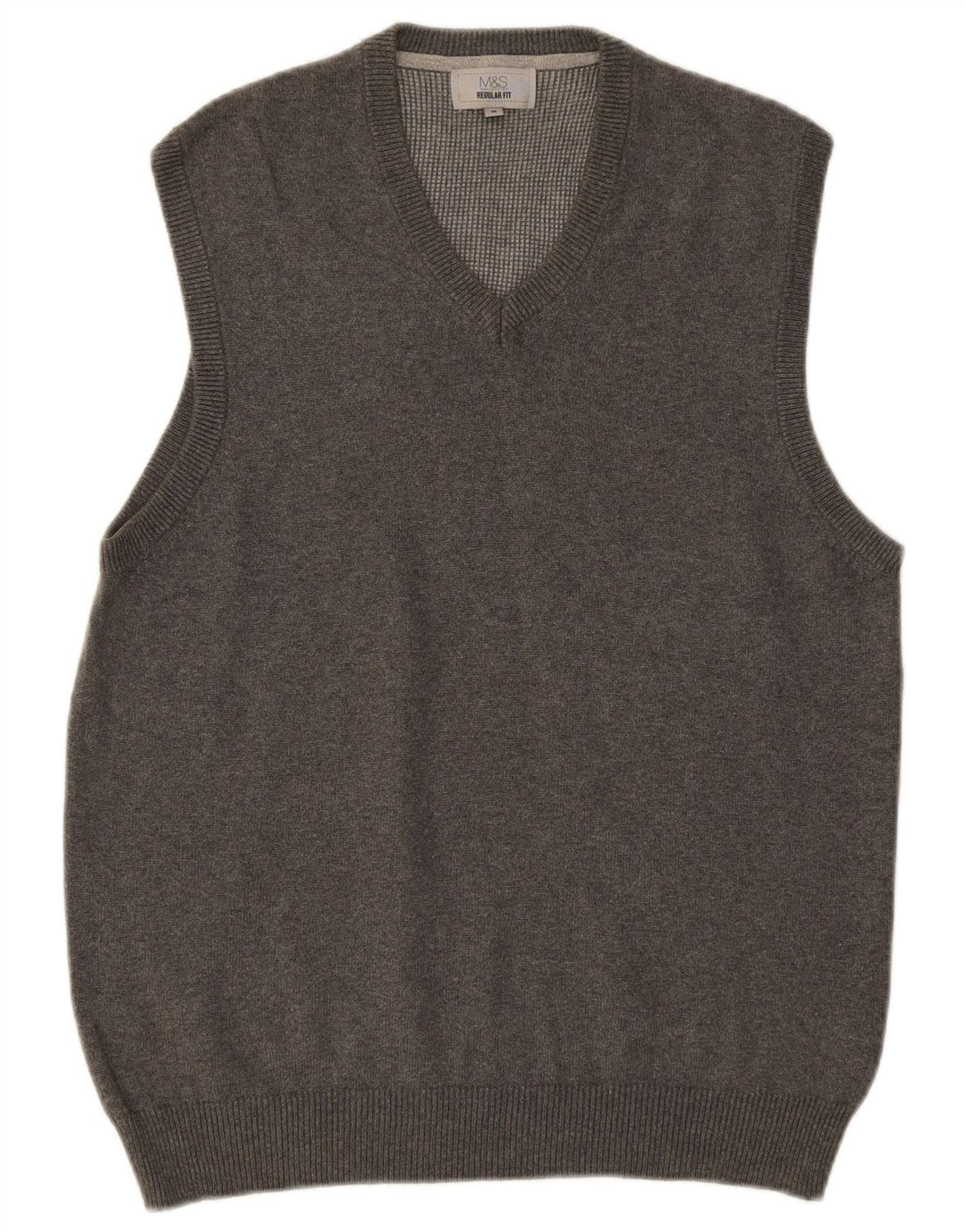 MARKS & SPENCER Mens Regular Fit Vest Tank Top Medium Grey Cotton
