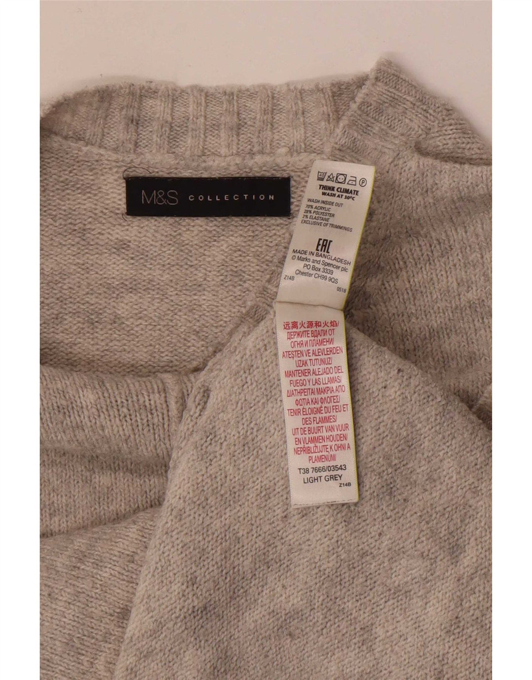 Marks & Spencer Dame sweater med rund hals DK 14 Medium Grå Akryl