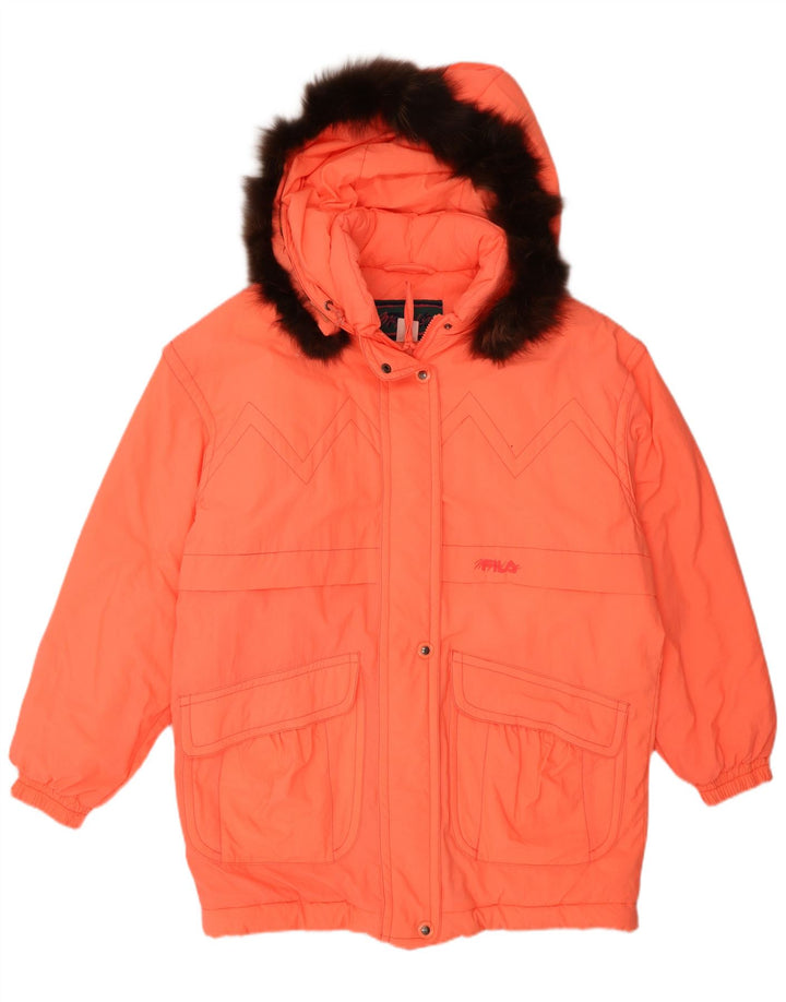 Fila Dame Hætte Oversized Polstret Frakke IT 44 Medium Orange Polyamid