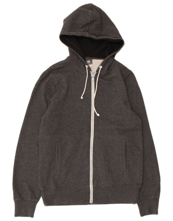 New Balance Mens Zip Hoodie Sweater Small Grey Cotton