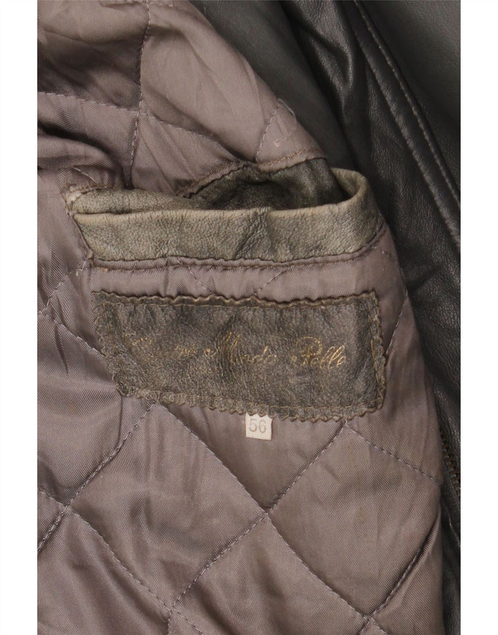 Vintage herre læderjakke IT 56 3XL Sort