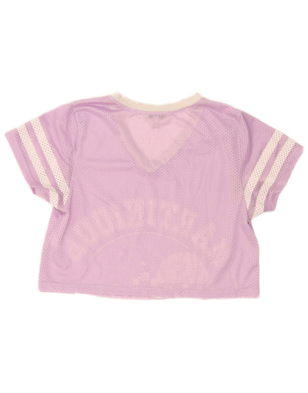 Zara Dame Trafaluc Crop Oversized grafisk T-shirt Top UK 10 Lille Lilla