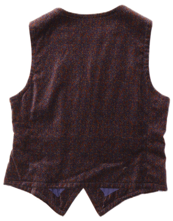 Guarnera Womens Velvet Waistcoat IT 46 Large Navy Blue Flecked Cotton