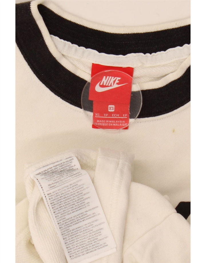 Nike Dame Grafisk Oversized Sweatshirt Jumper UK 6 XS Hvid Colourblock