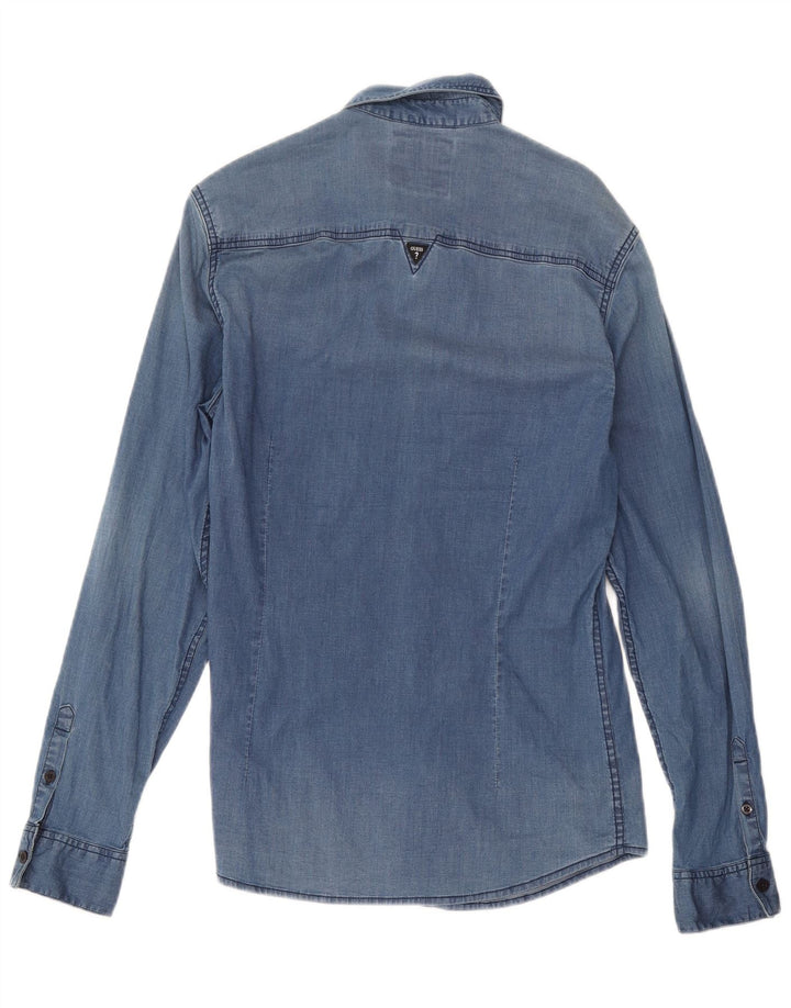 Guess Slim Fit denimskjorte til mænd, lille blå