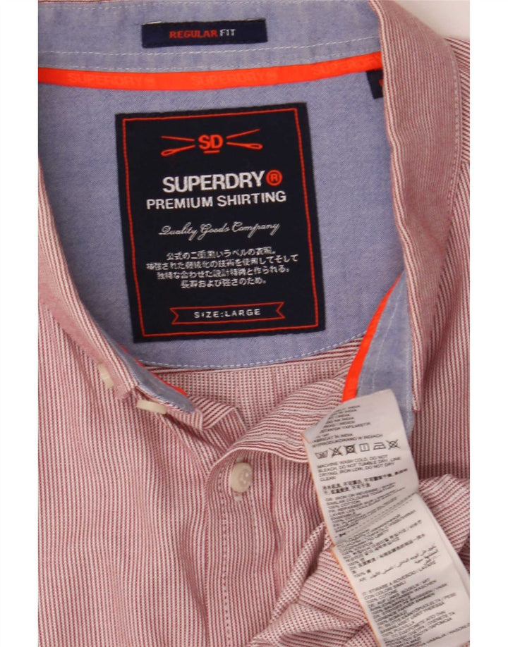 Superdry skjorte med normal pasform til mænd, stor rød nålestribet bomuld