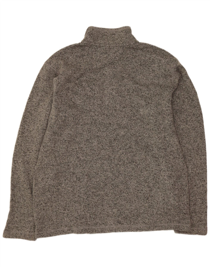 Eddie Bauer Herre høj knap hals sweater stor grå flækket