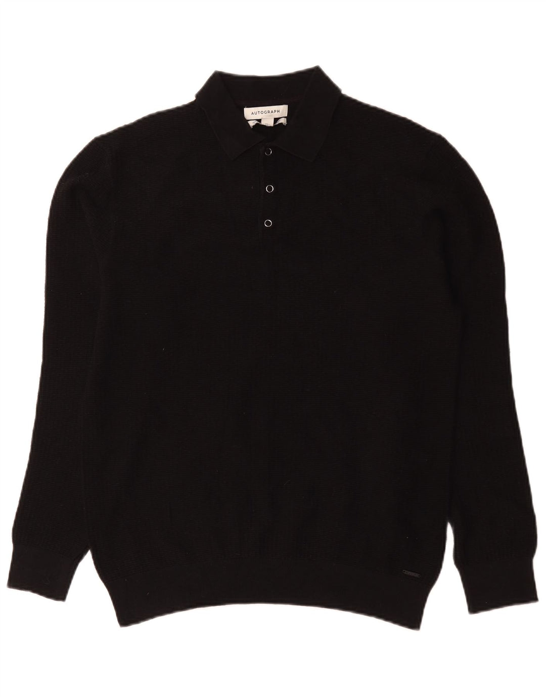 Marks & Spencer Herre Autograph Polo Neck Jumper Sweater Lille sort bomuld