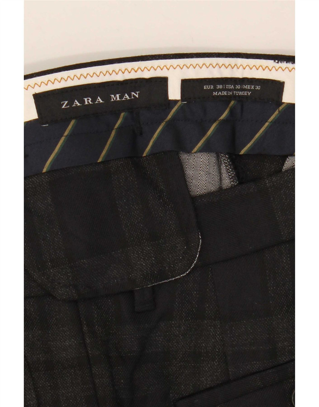 Zara Herre Slim Cropped Trousers EU 38 Small W30 L25 Grå ternet polyester