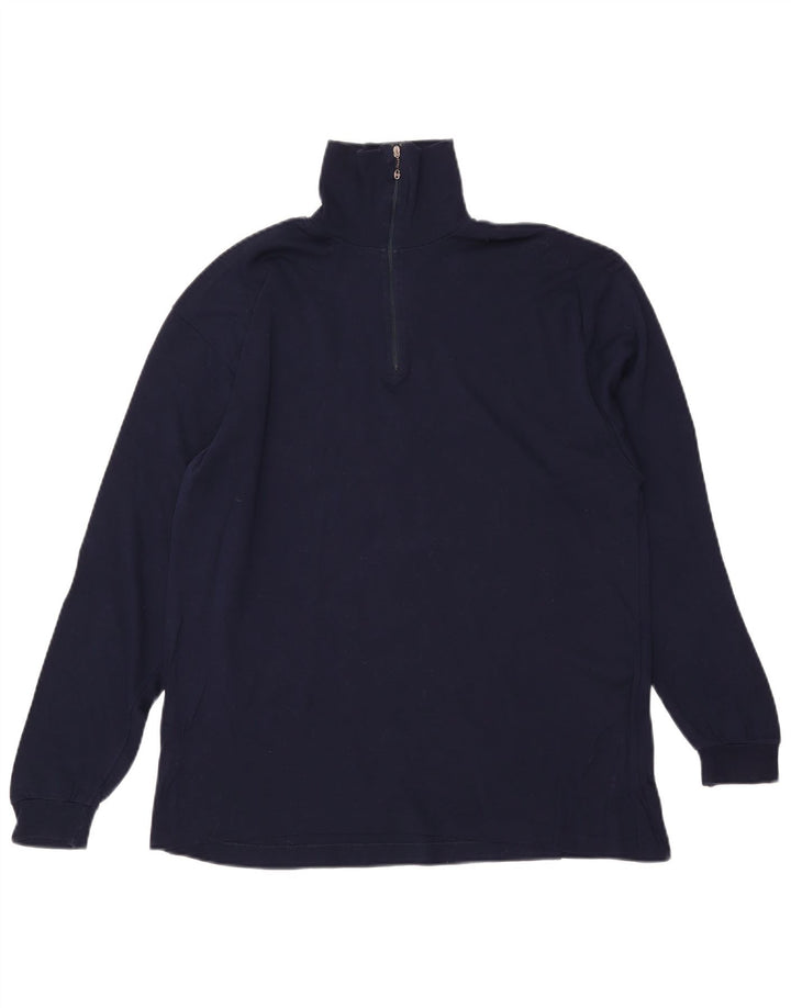 CONTE OF FLORENCE Herre Zip Neck Top Langærmet IT 52 Large Navy Blue
