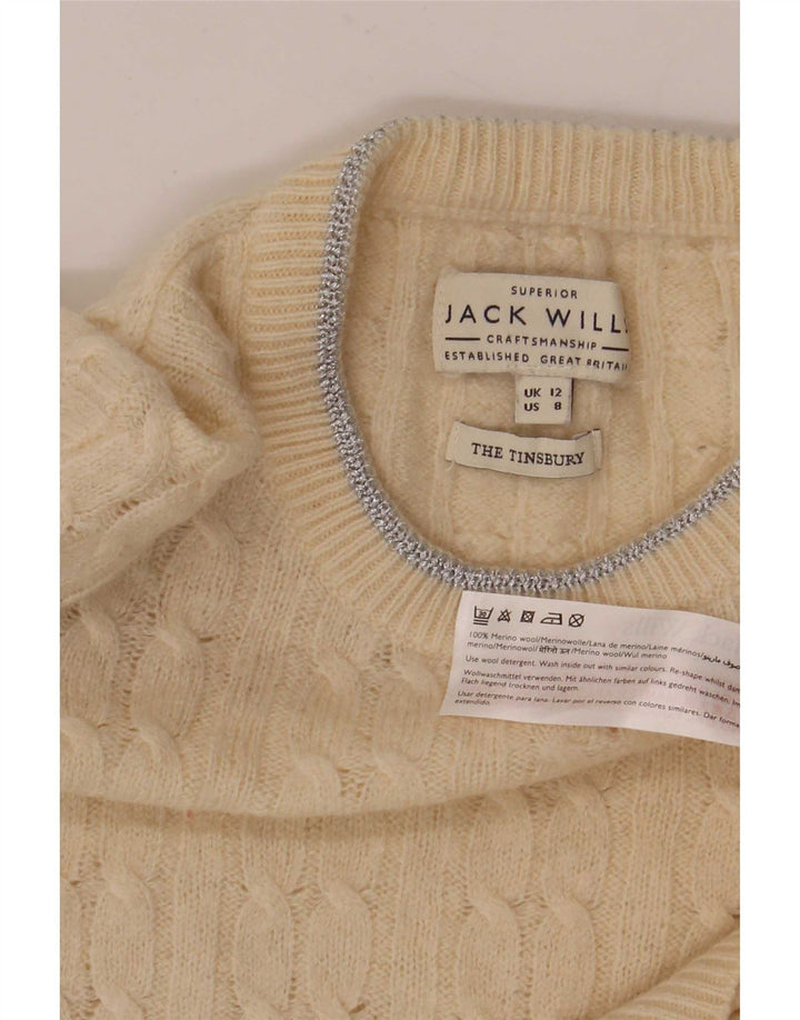 Jack Wills Dame Boat Neck Jumper Sweater UK 12 Medium Off White