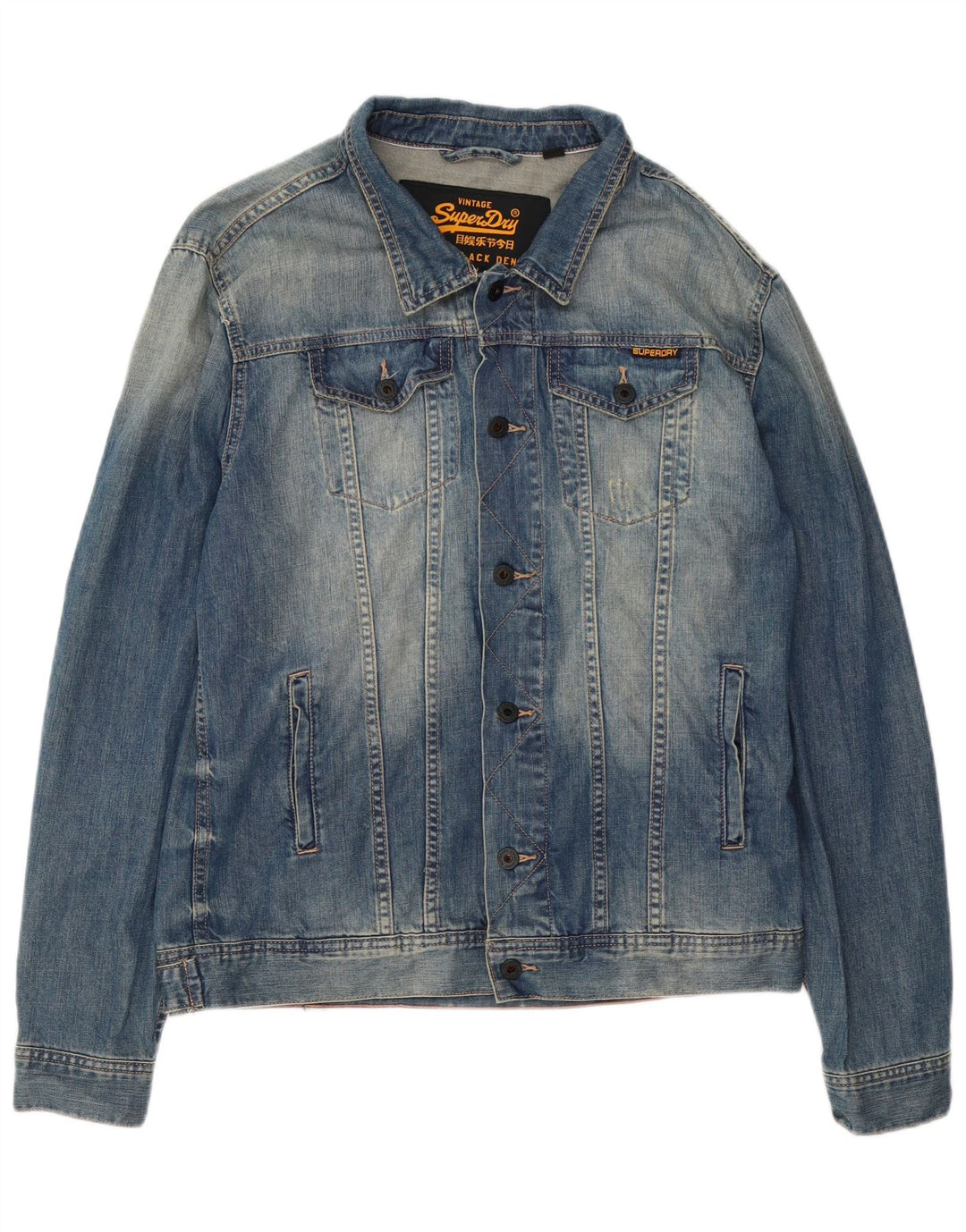 Superdry denimjakke til mænd UK 42 XL blå bomuld