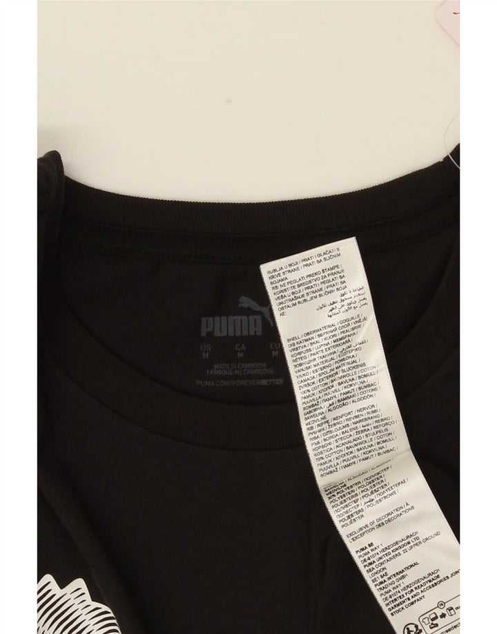 Puma Herre Grafisk T-Shirt Top Medium Sort Bomuld