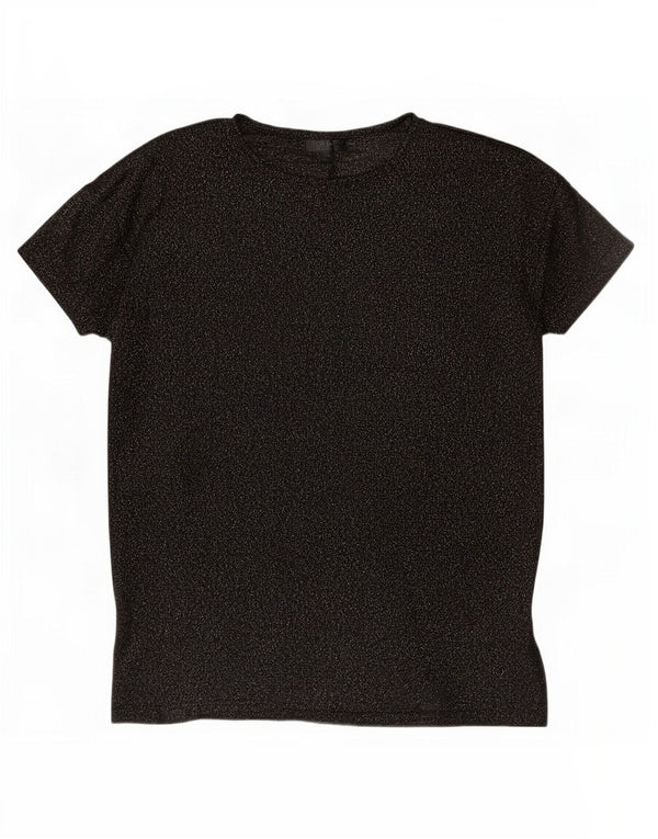 Topshop Dame Oversized T-Shirt Top UK 8 Small Black Flecked Polyester