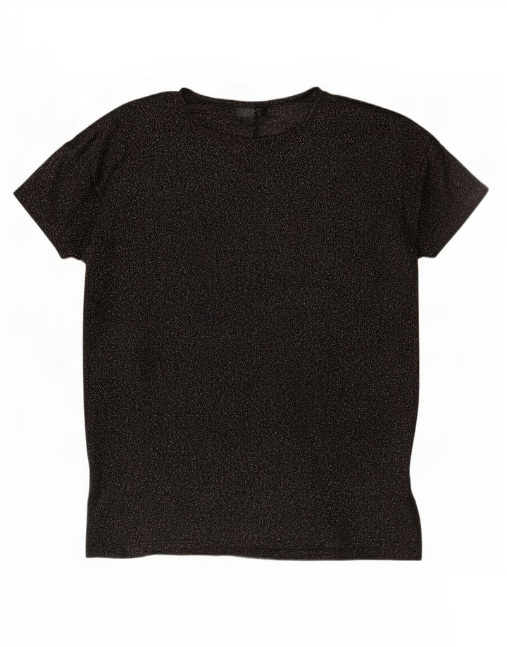 Topshop Dame Oversized T-Shirt Top UK 8 Small Black Flecked Polyester