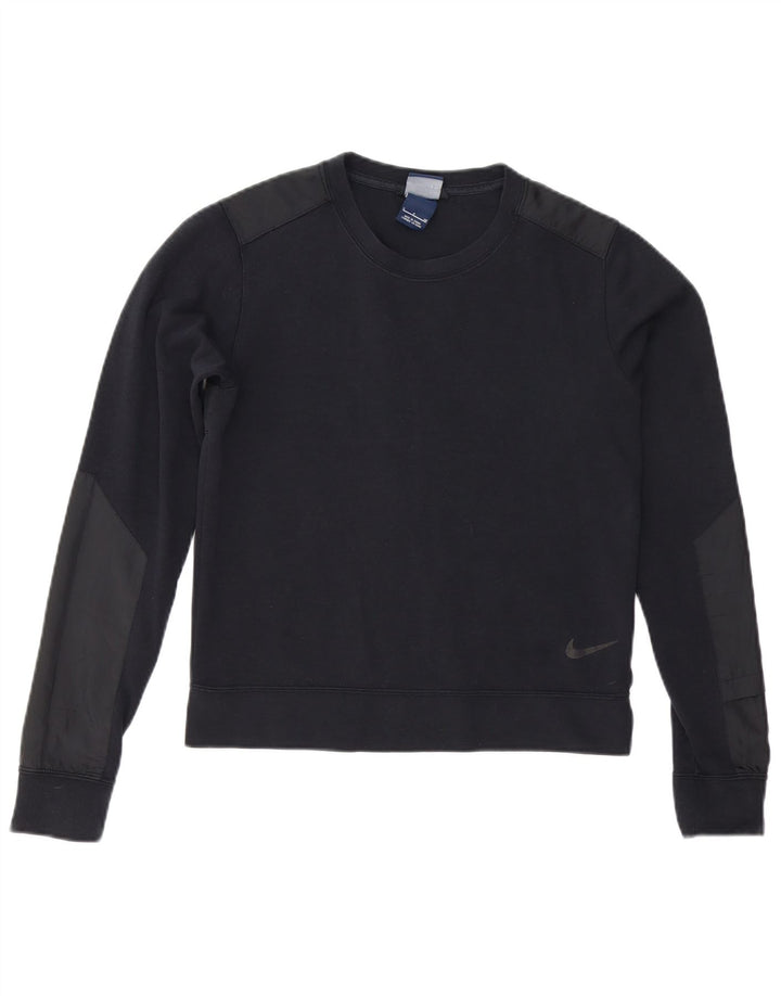 Nike Dame Sweatshirt Jumper UK 10 Small Black Bomuld
