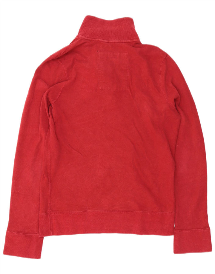 Hollister Herre grafisk knap hals sweatshirt jumper medium rød bomuld