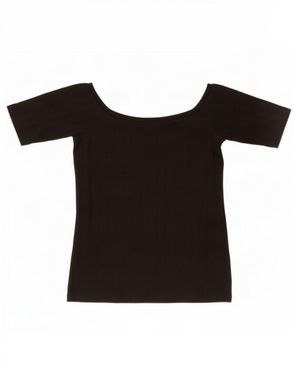 Zara Womens Crop Bluse Top UK 8 Small Black