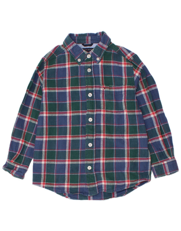 Tommy Hilfiger drengeskjorte 4-5 år blå ternet bomuld