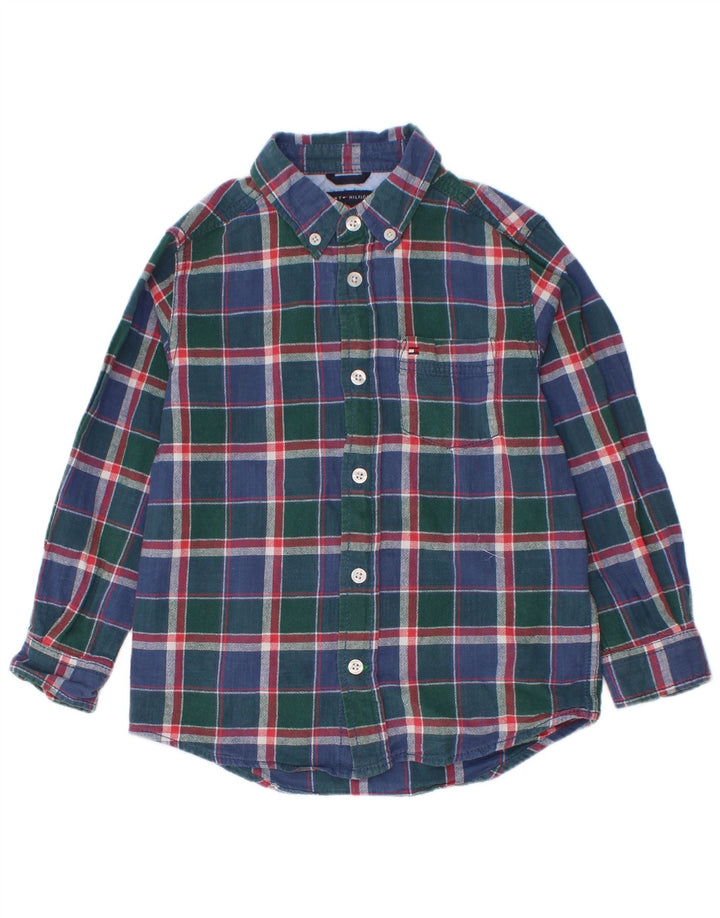 Tommy Hilfiger drengeskjorte 4-5 år blå ternet bomuld