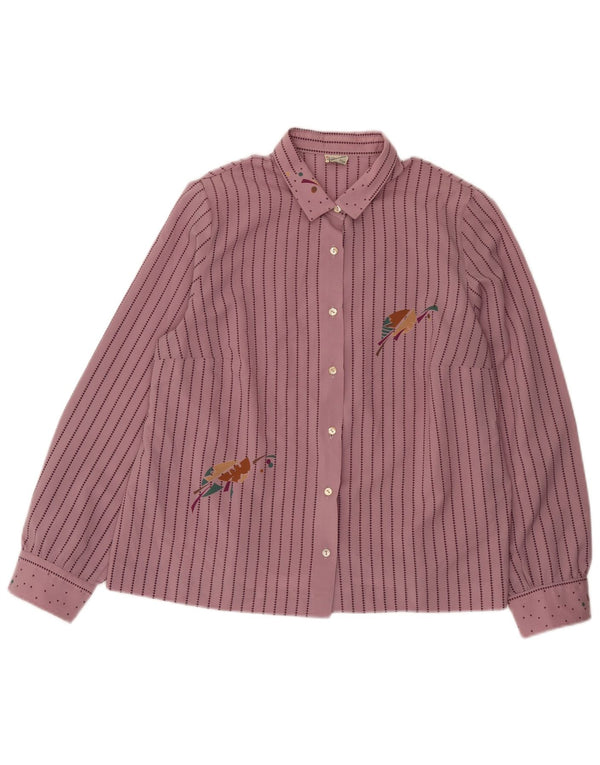 Primavera Firenze Womens Shirt Blouse EU 51 XL Purple Striped Polyester