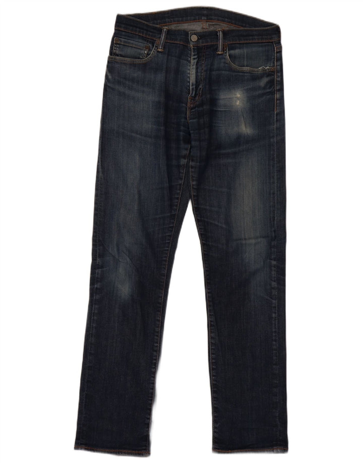 Levi's Herre 504 Straight Jeans W32 L34 Marineblå Bomuld
