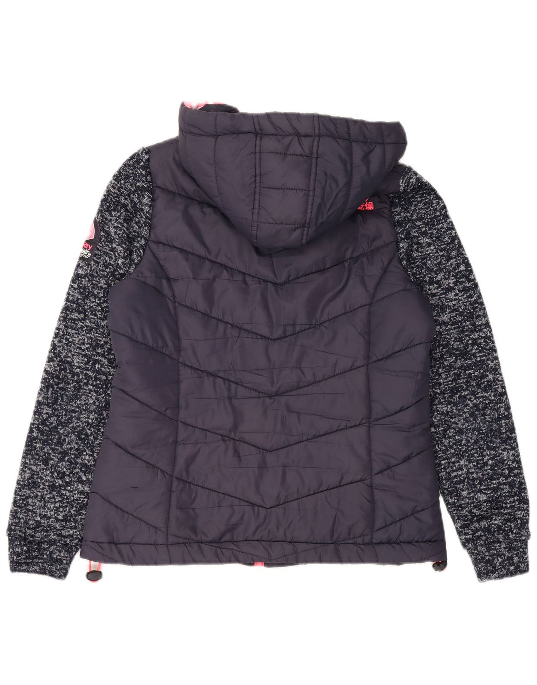 Superdry Polstret hættejakke til kvinder UK 12 Medium Navy Blue Flecked