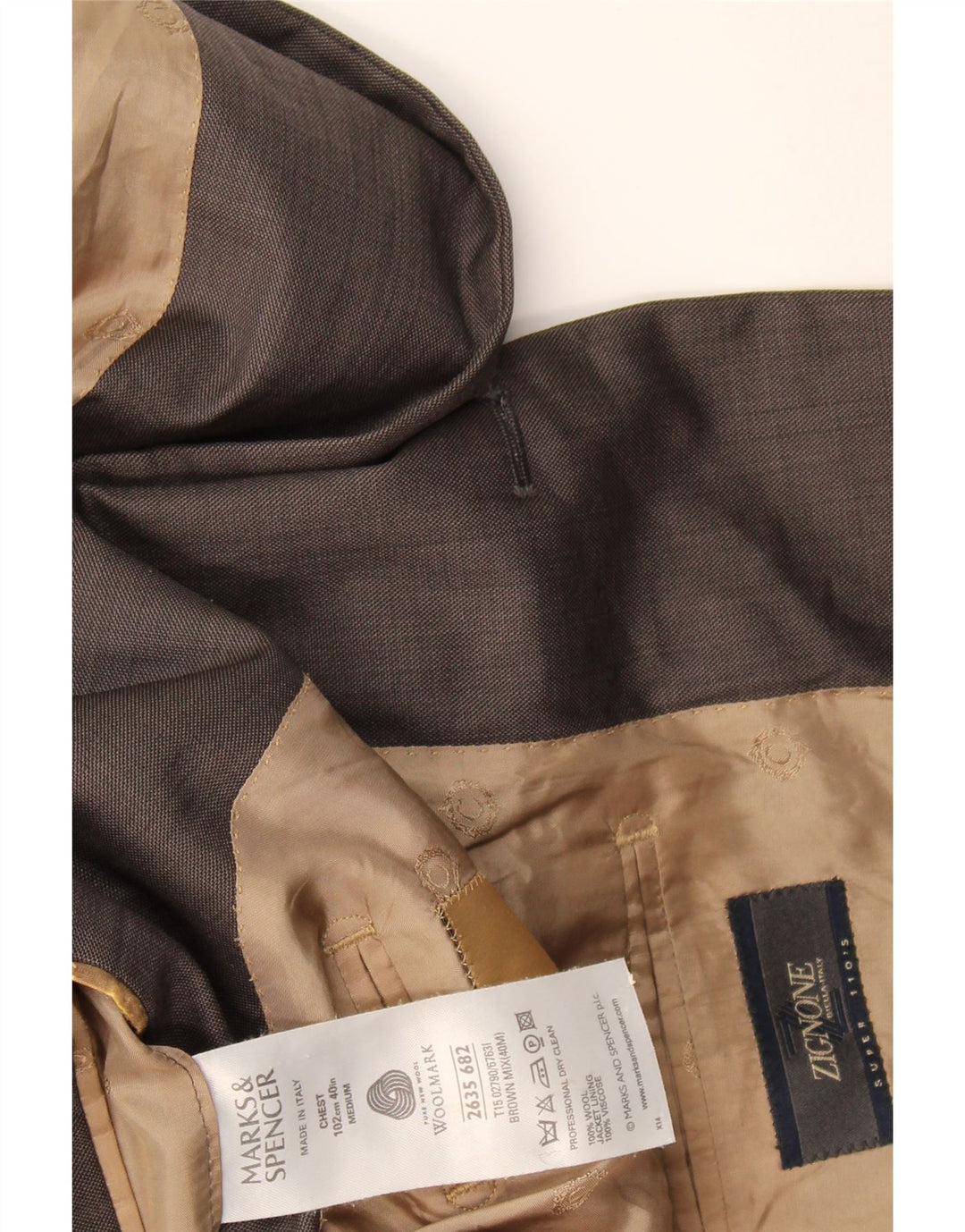 Marks & Spencer Herre 3-knaps blazerjakke UK 40 Stor grå uld