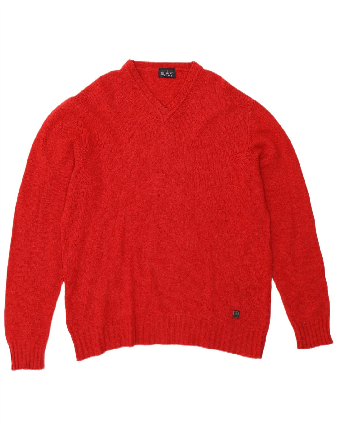 Trussardi Herre V-hals sweater Medium Rød Uld