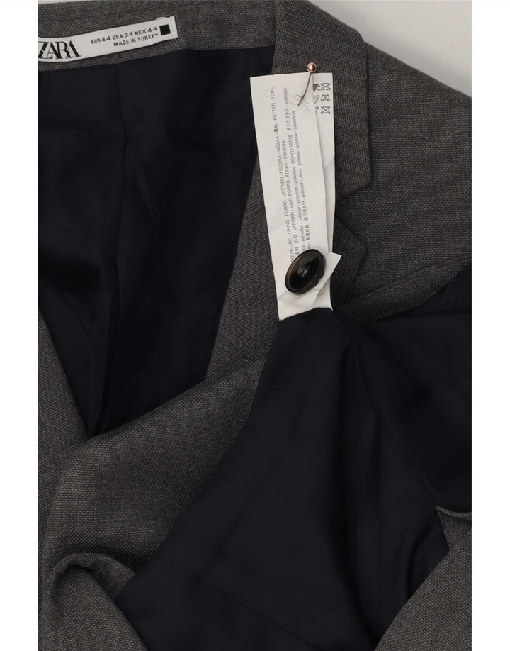 Zara Herre 1-knap blazerjakke EU 44 XS Grå Polyester
